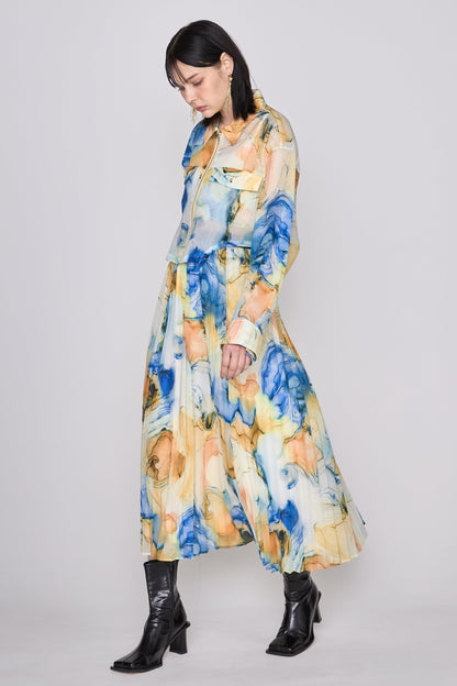 Marble paint pleated skirt