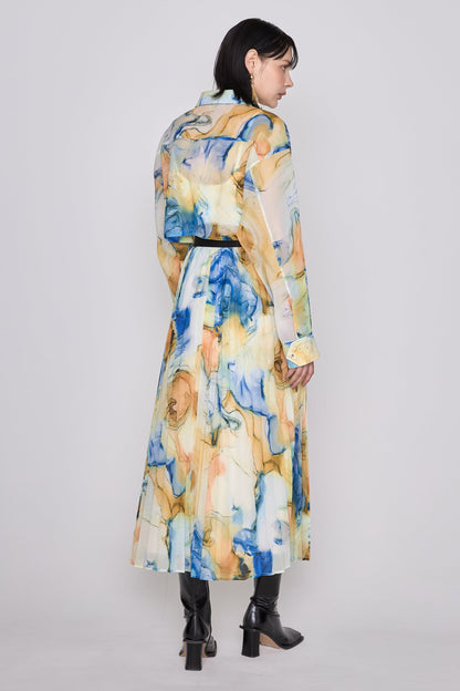 Marble paint pleated skirt