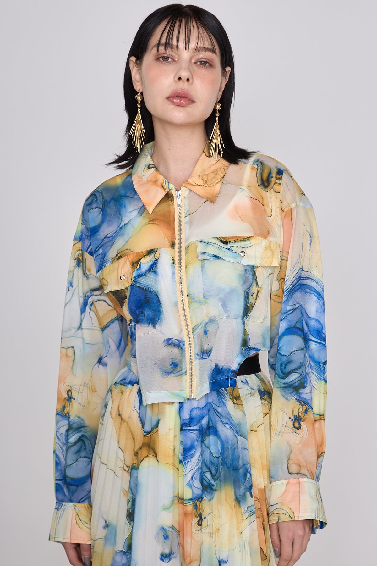 Marble paint zip shirt