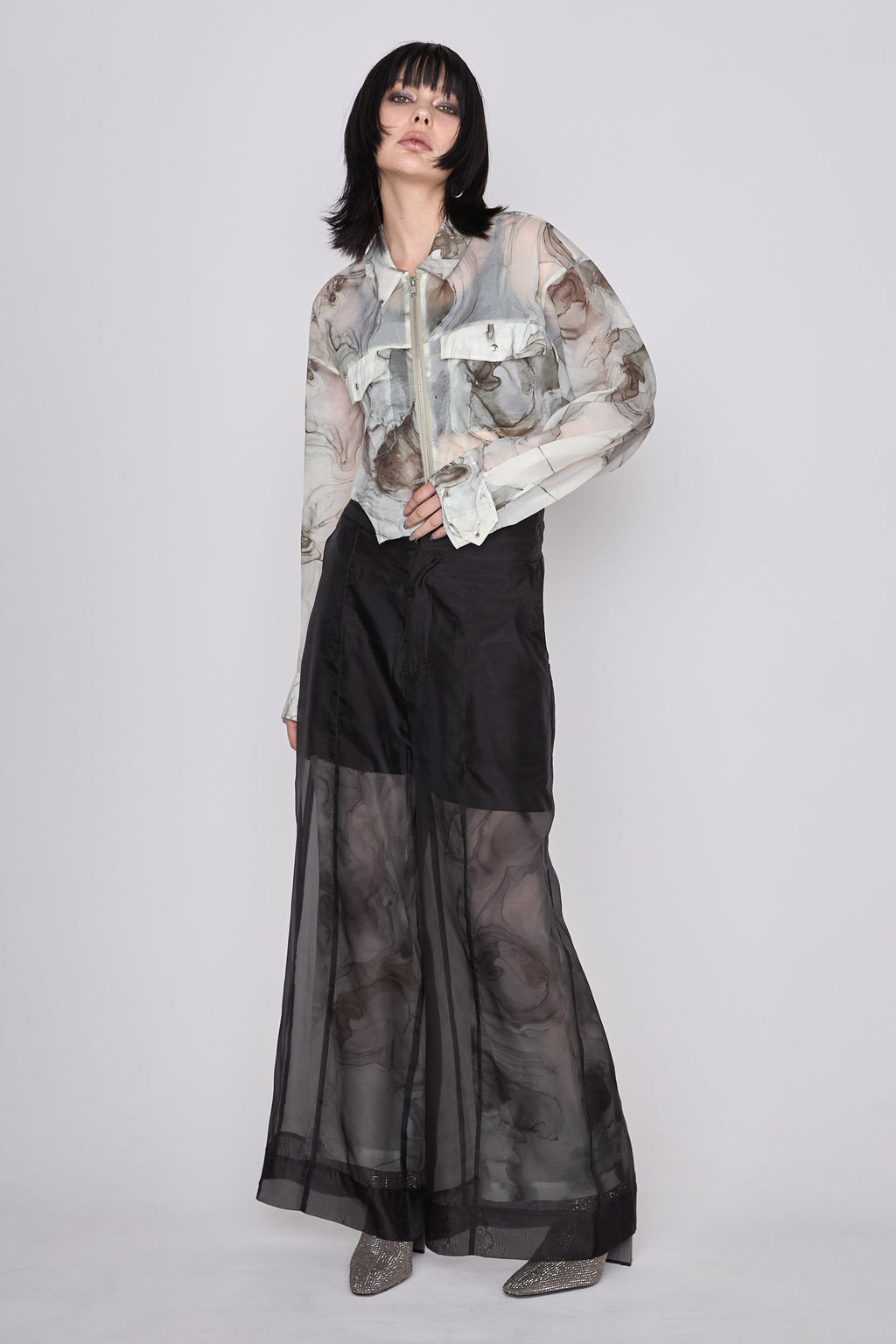 Marble paint zip shirt