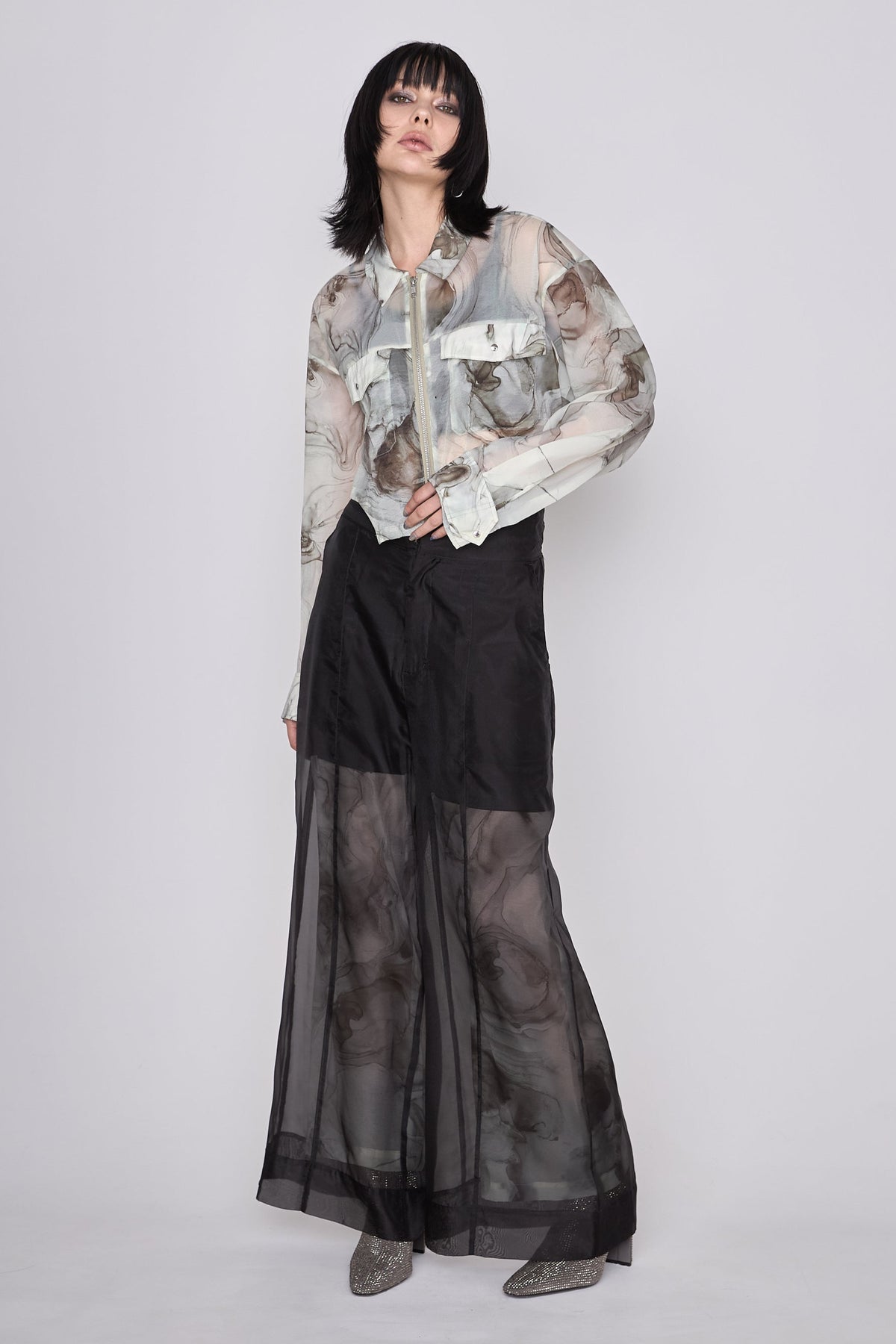 Marble paint zip shirt