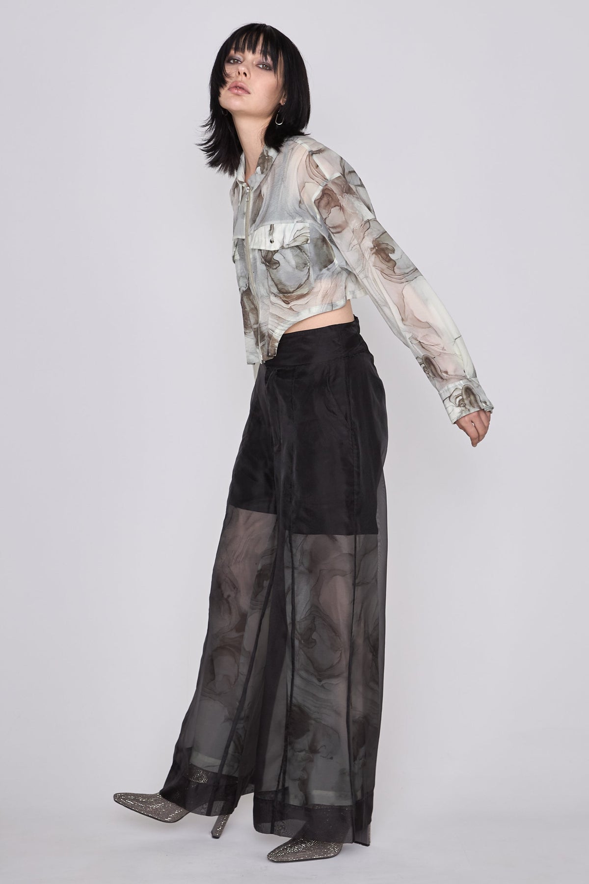 Marble paint zip shirt