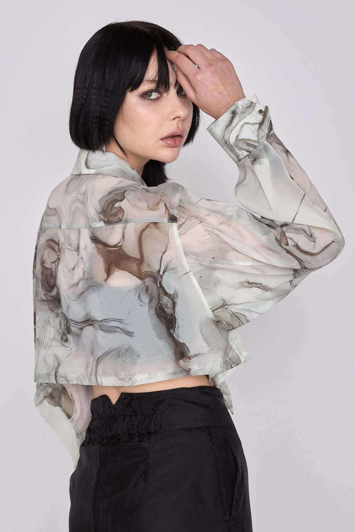 Marble paint zip shirt