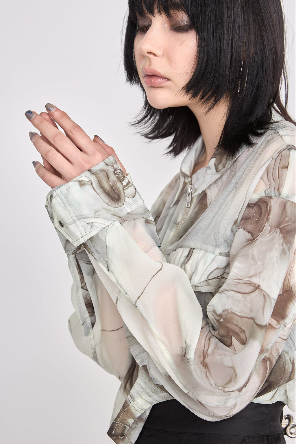 Marble paint zip shirt
