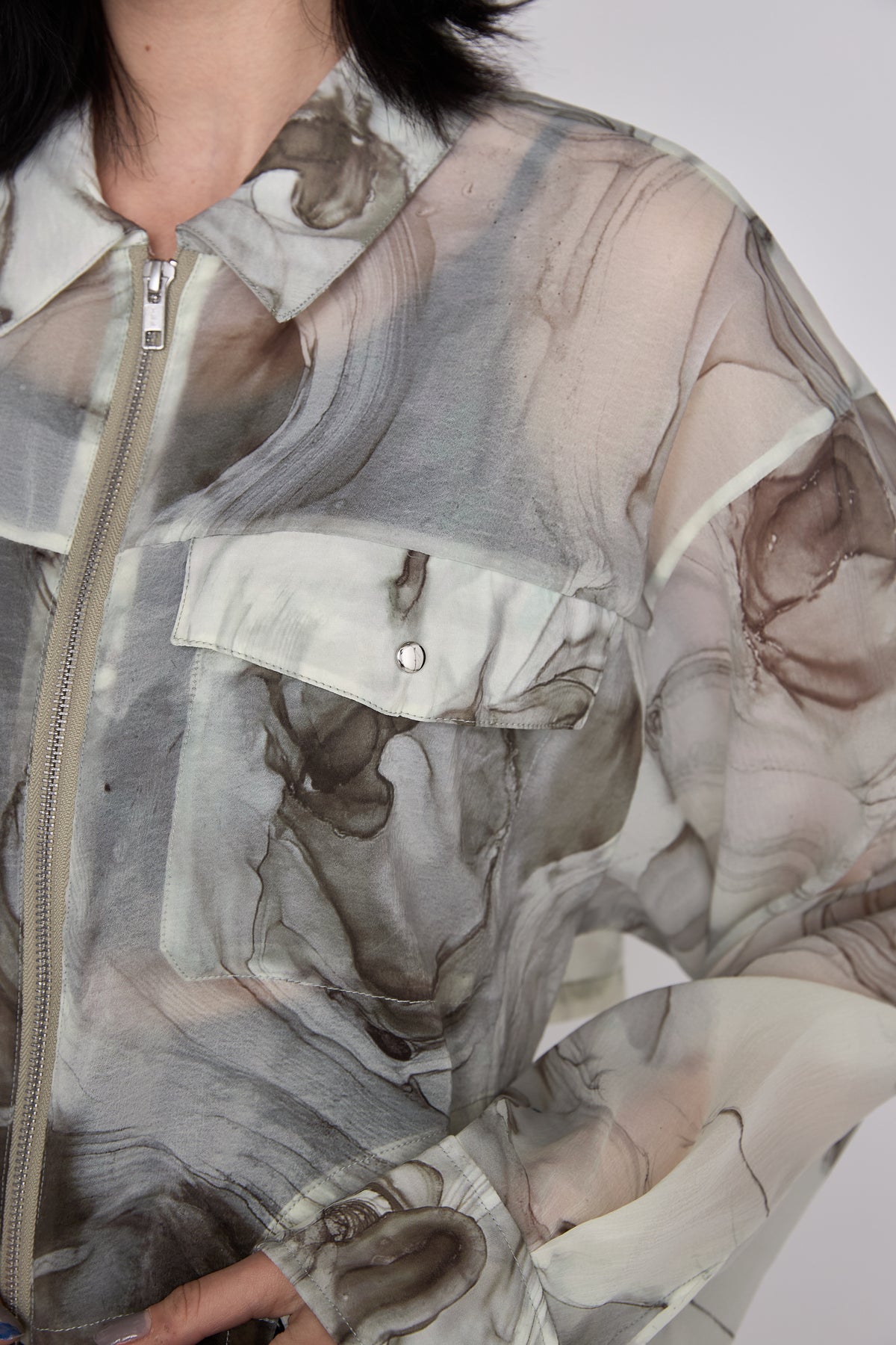 Marble paint zip shirt