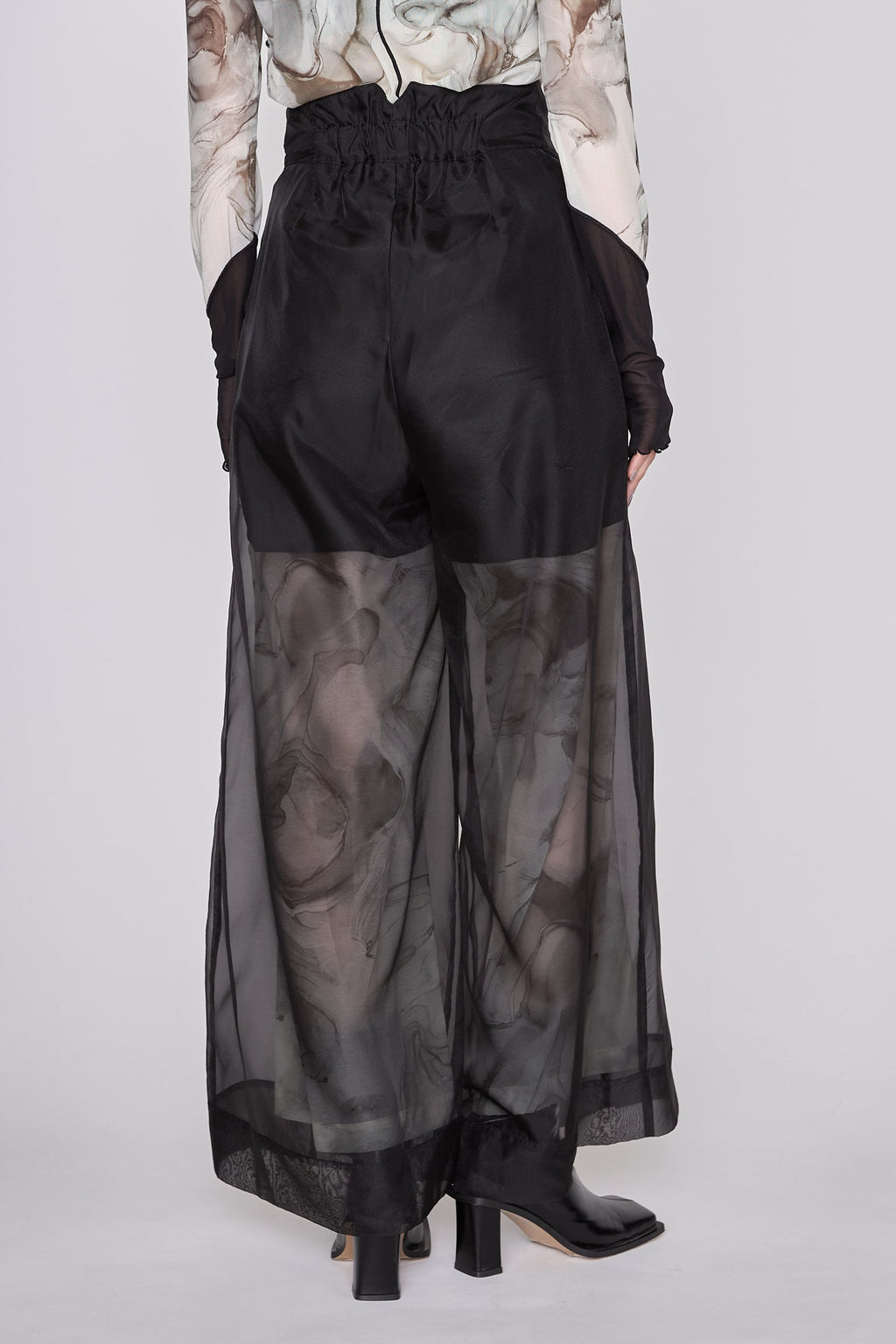 Marble paint sheer wide pants