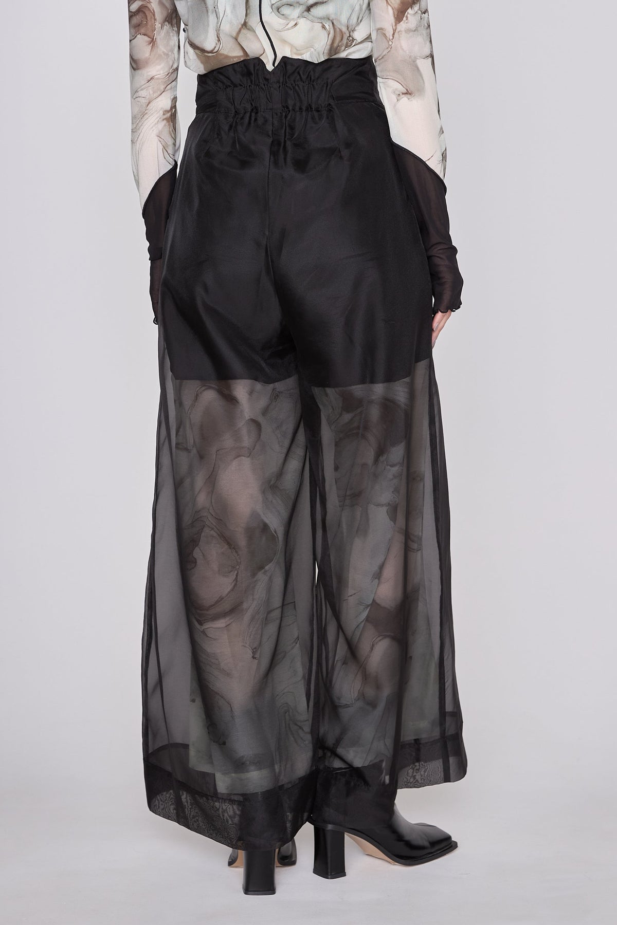 Marble paint sheer wide pants