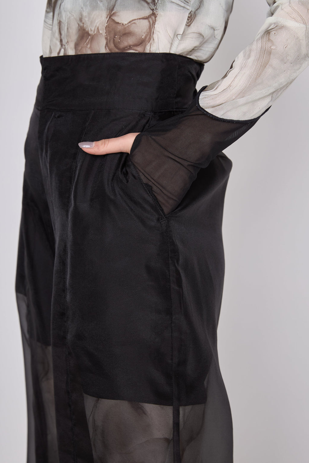 Marble paint sheer wide pants