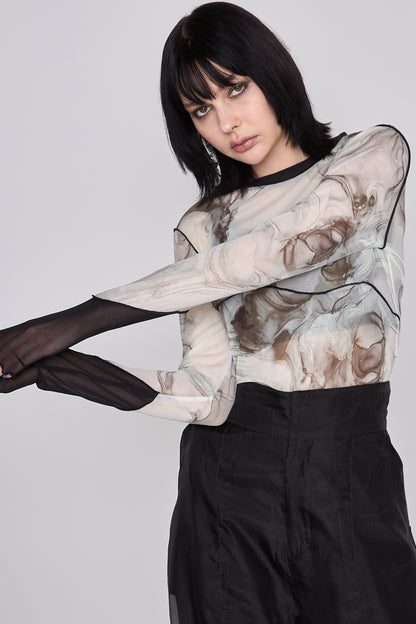 Marble paint mellow crew tops