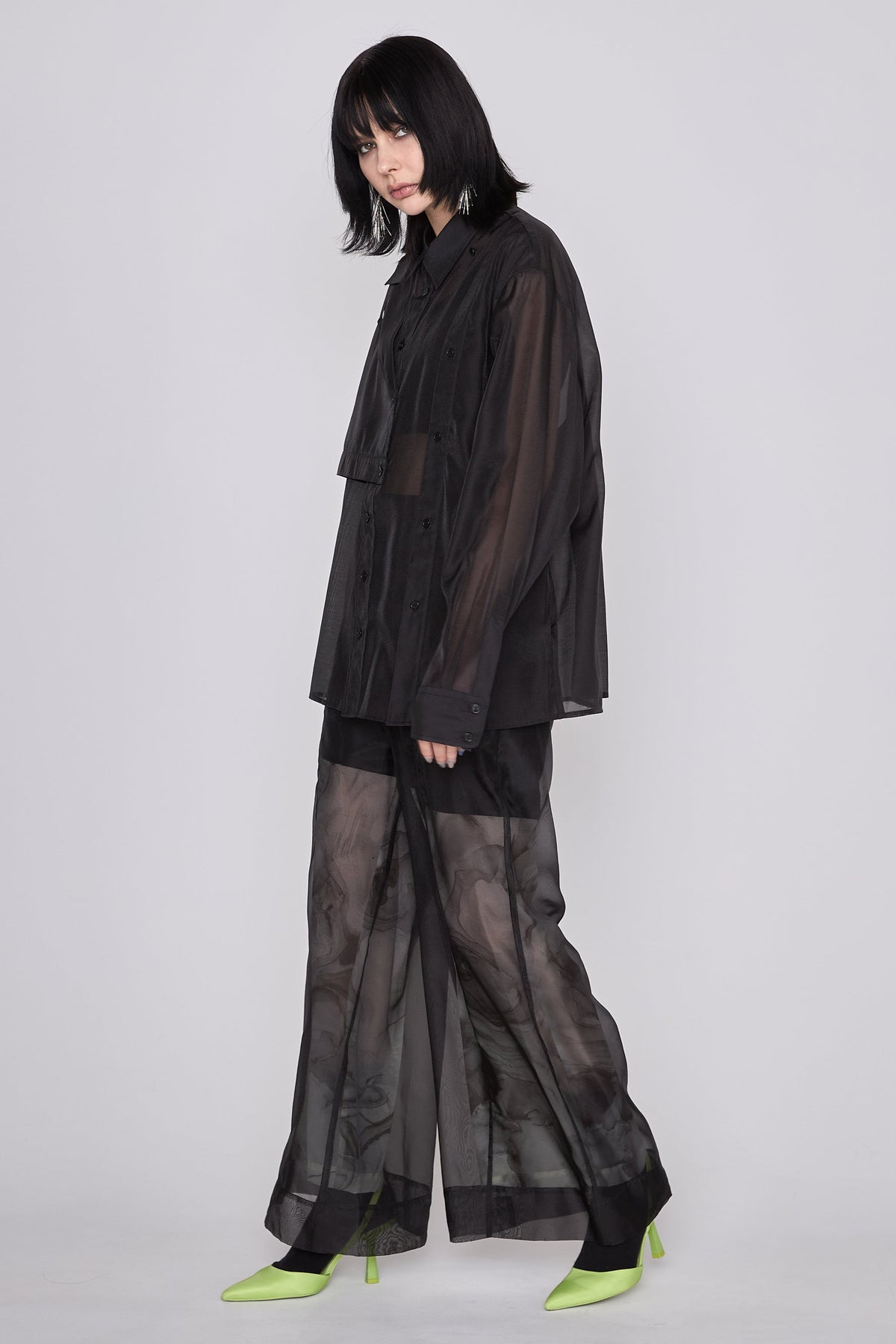 Marble paint sheer wide pants