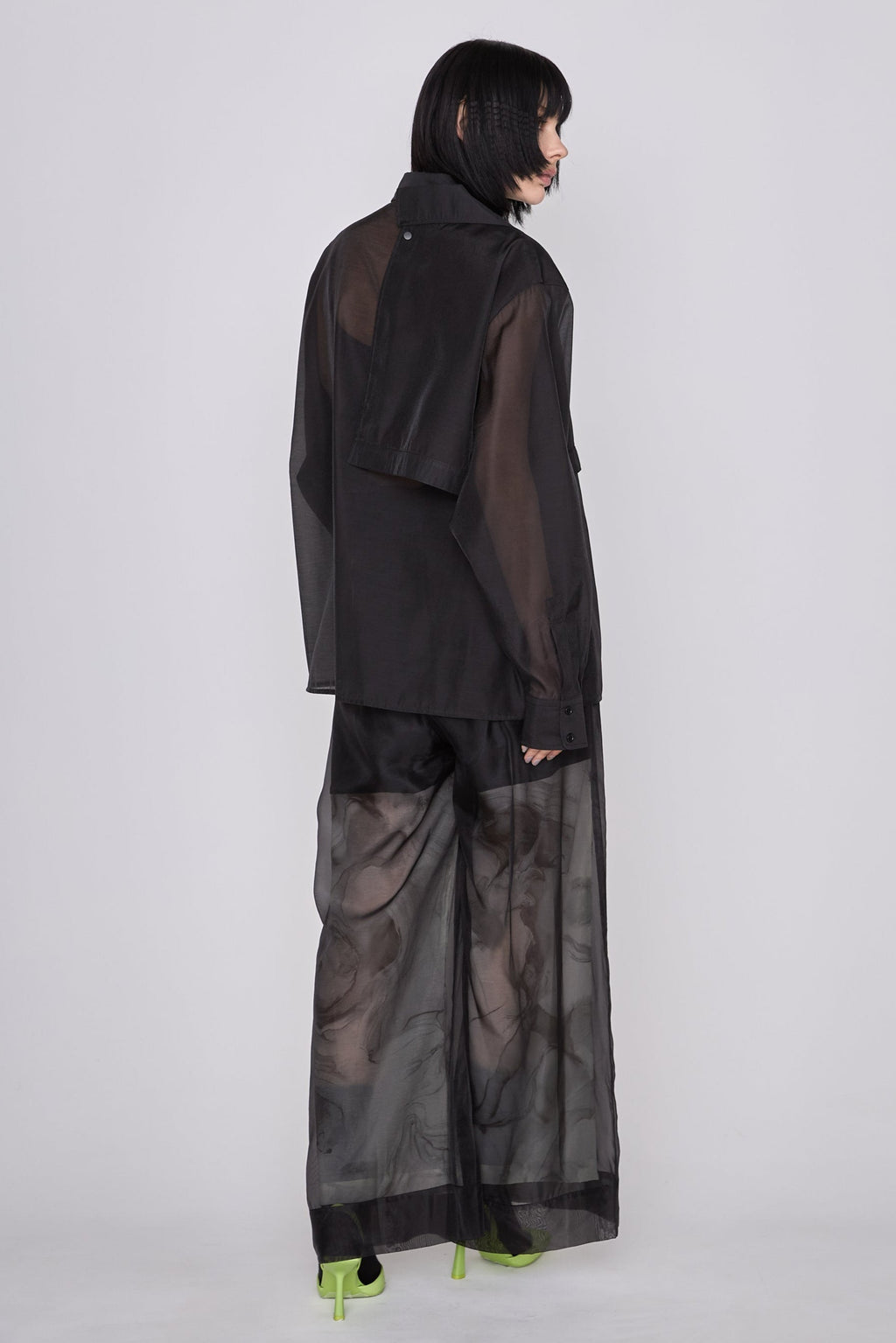 Marble paint sheer wide pants