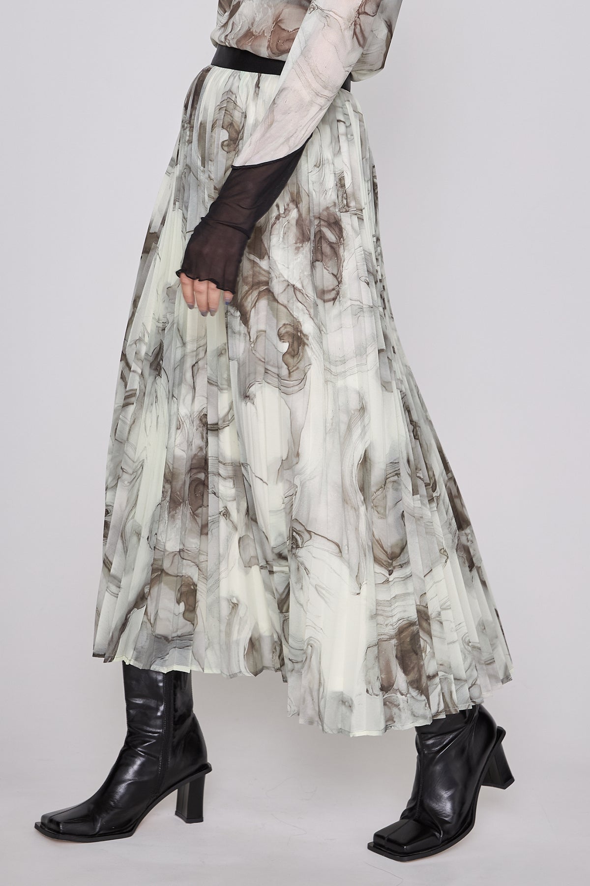 Marble paint pleated skirt