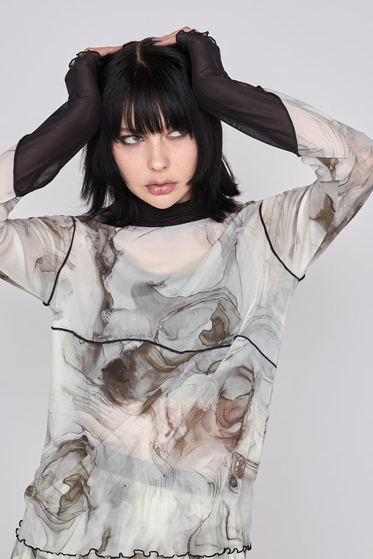 【在庫IN】 Marble paint mellow tops