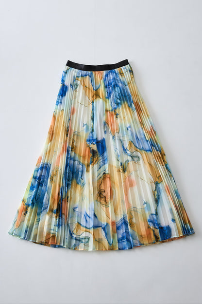 Marble paint pleated skirt