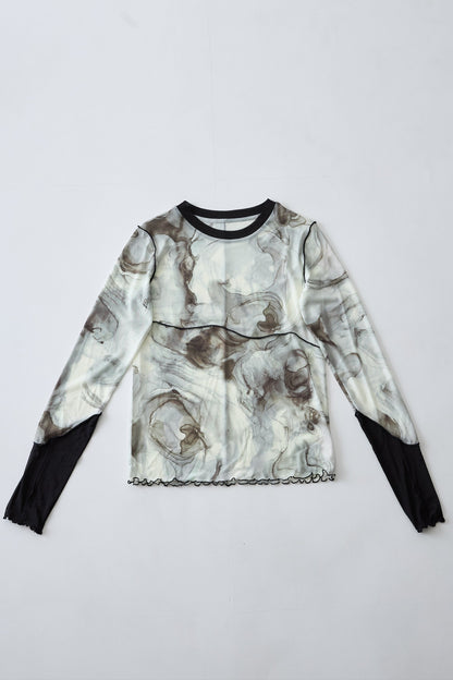 Marble paint mellow crew tops