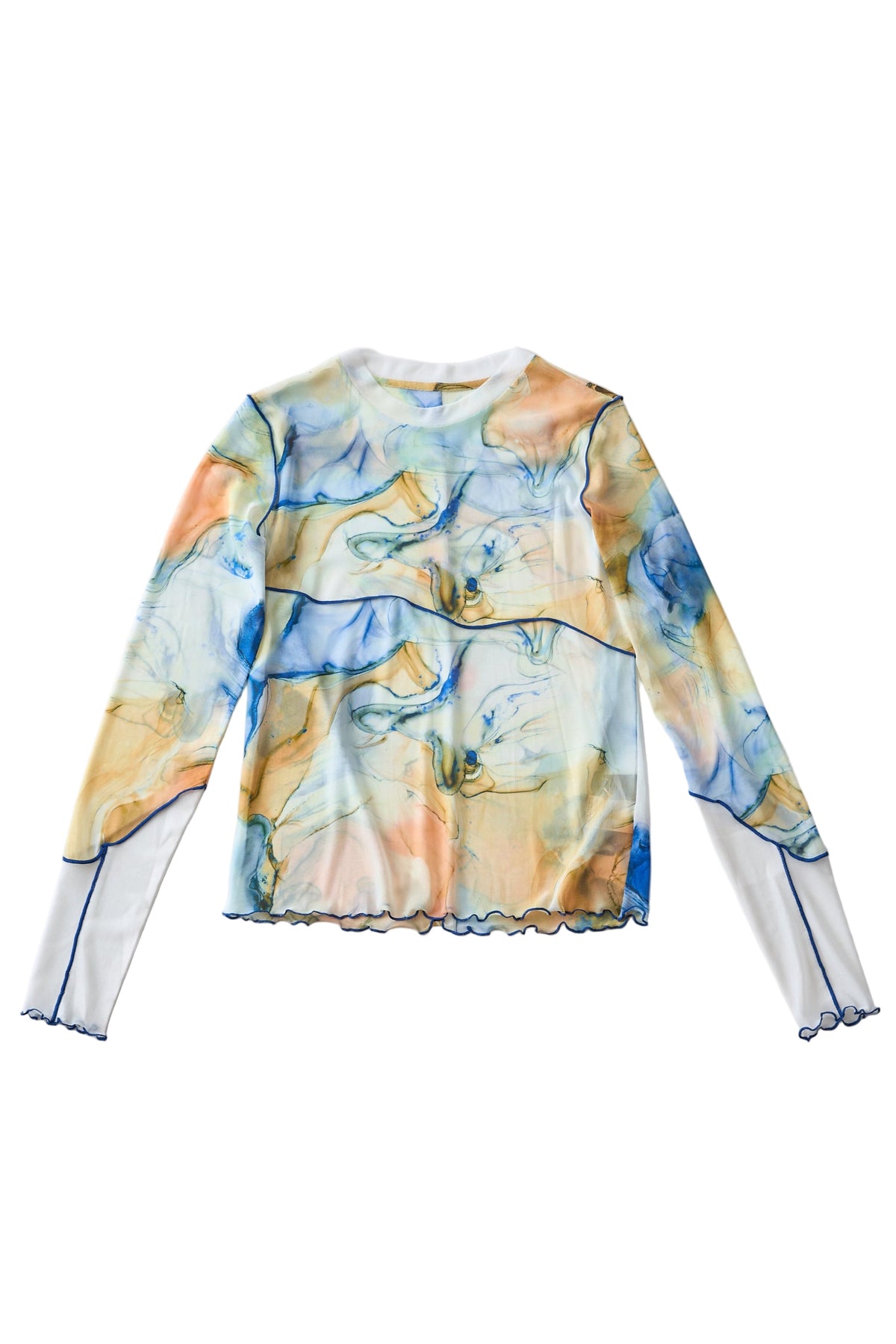Marble paint mellow crew tops