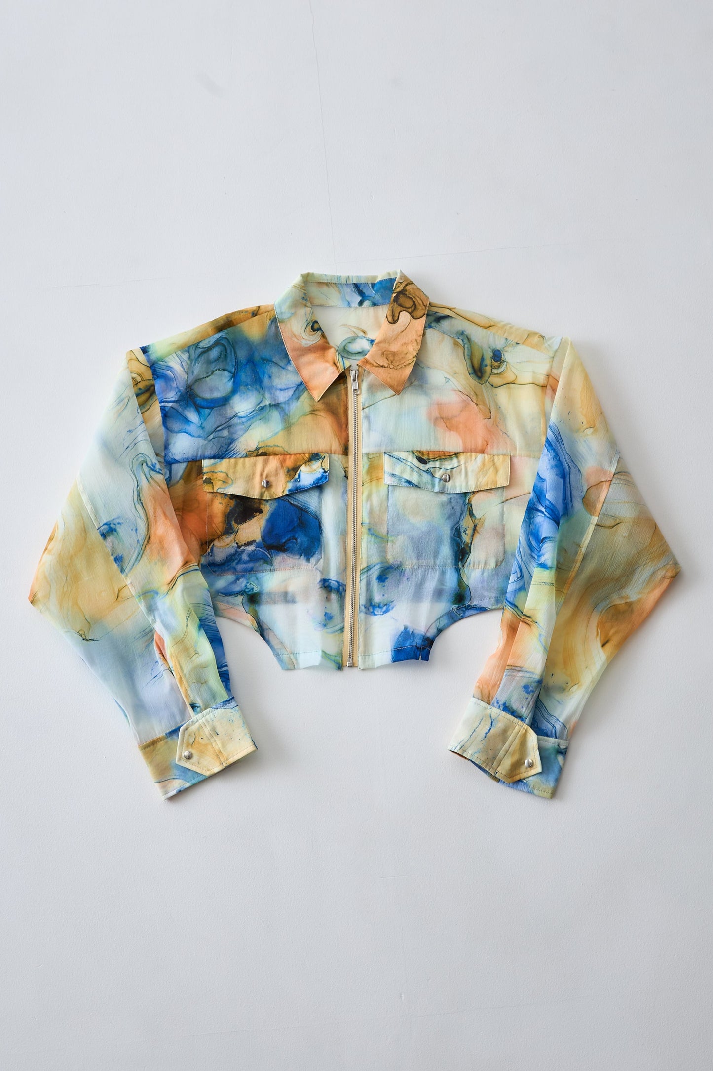 【予約商品】 Marble paint zip shirt