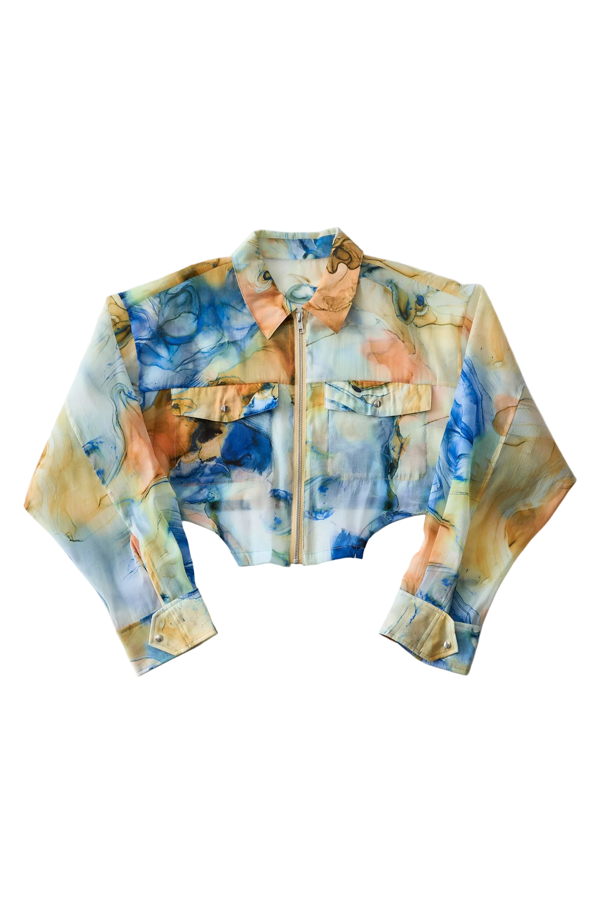 Marble paint zip shirt