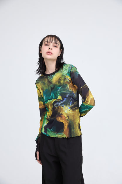 B'2nd別注 Marble Paint Mellow Crew Tops