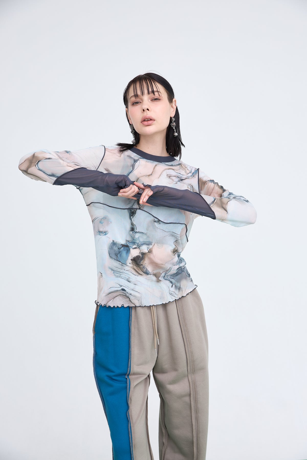 B'2nd別注 Marble Paint Mellow Crew Tops