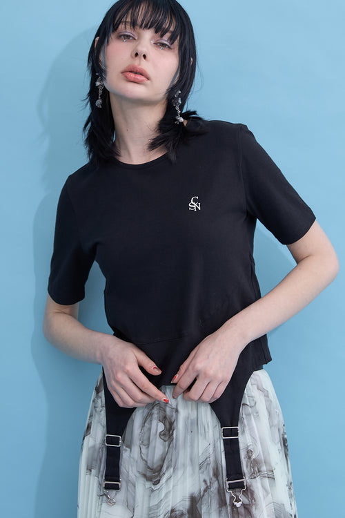 Irregular hem logo T-shirt
