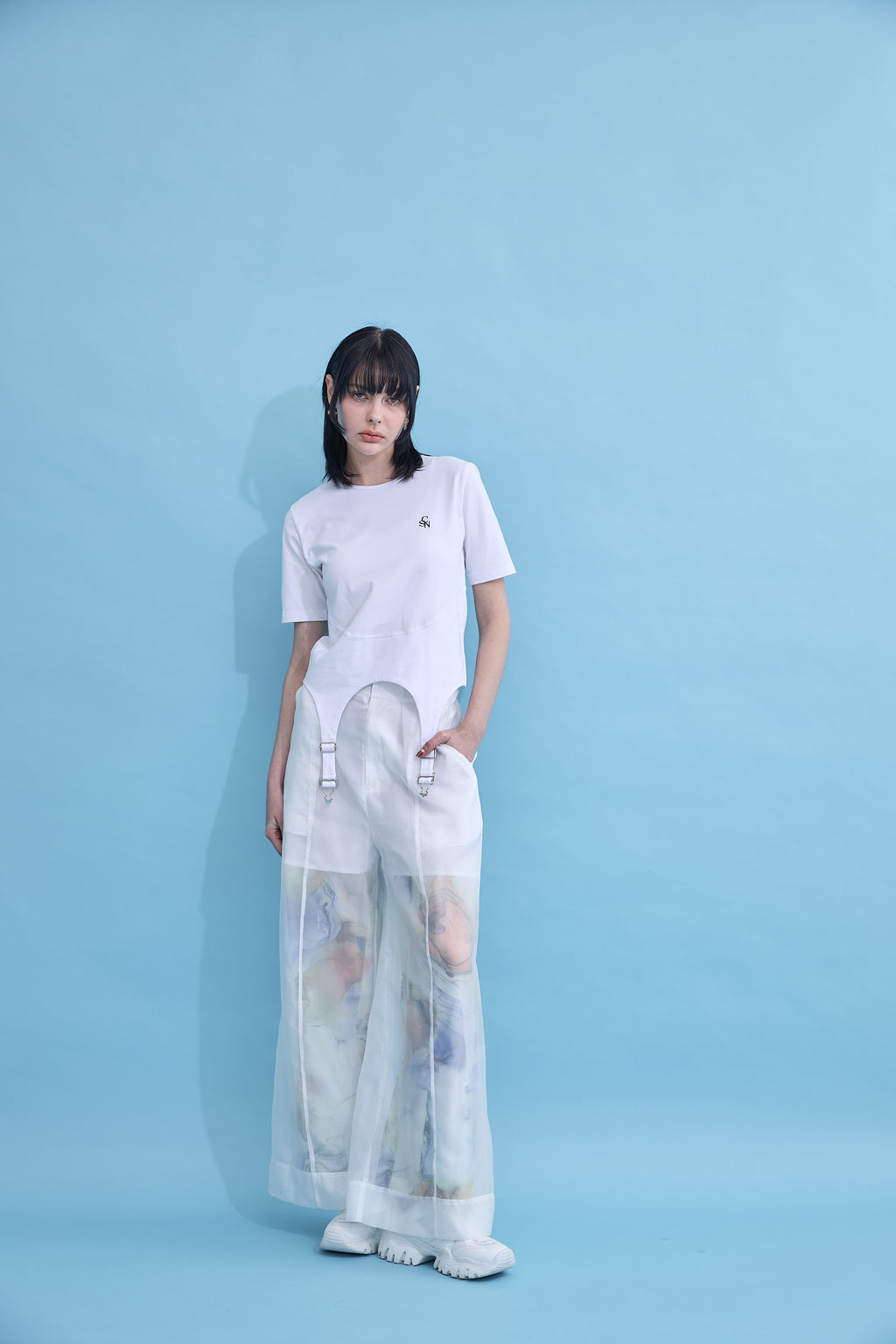 Irregular hem logo T-shirt