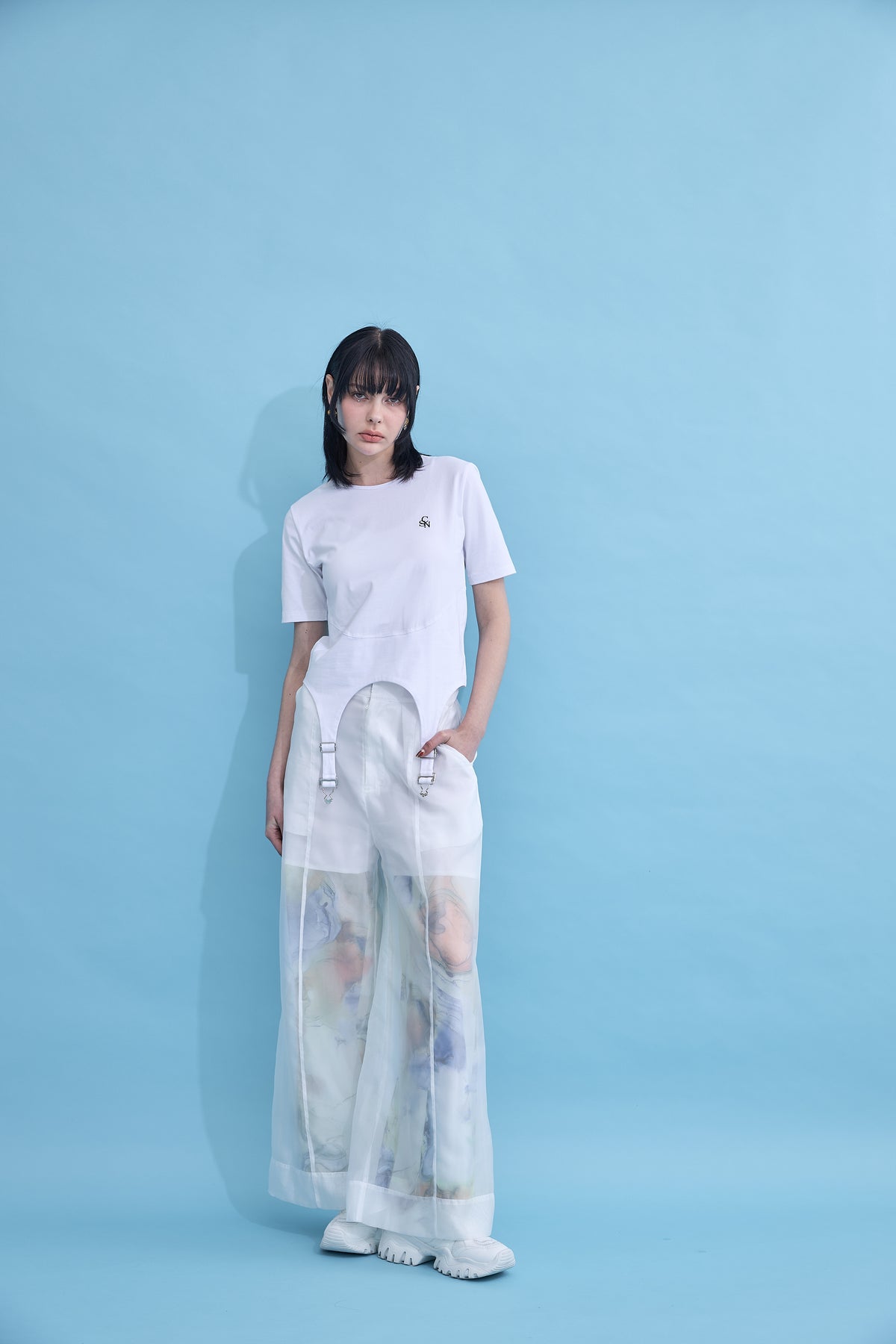 Irregular hem logo T-shirt