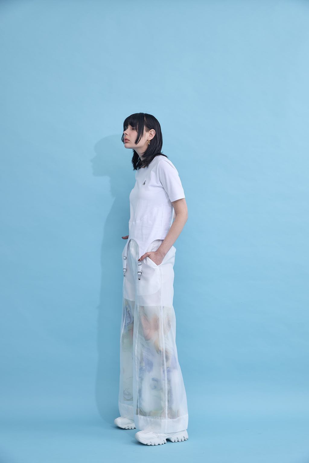 Irregular hem logo T-shirt