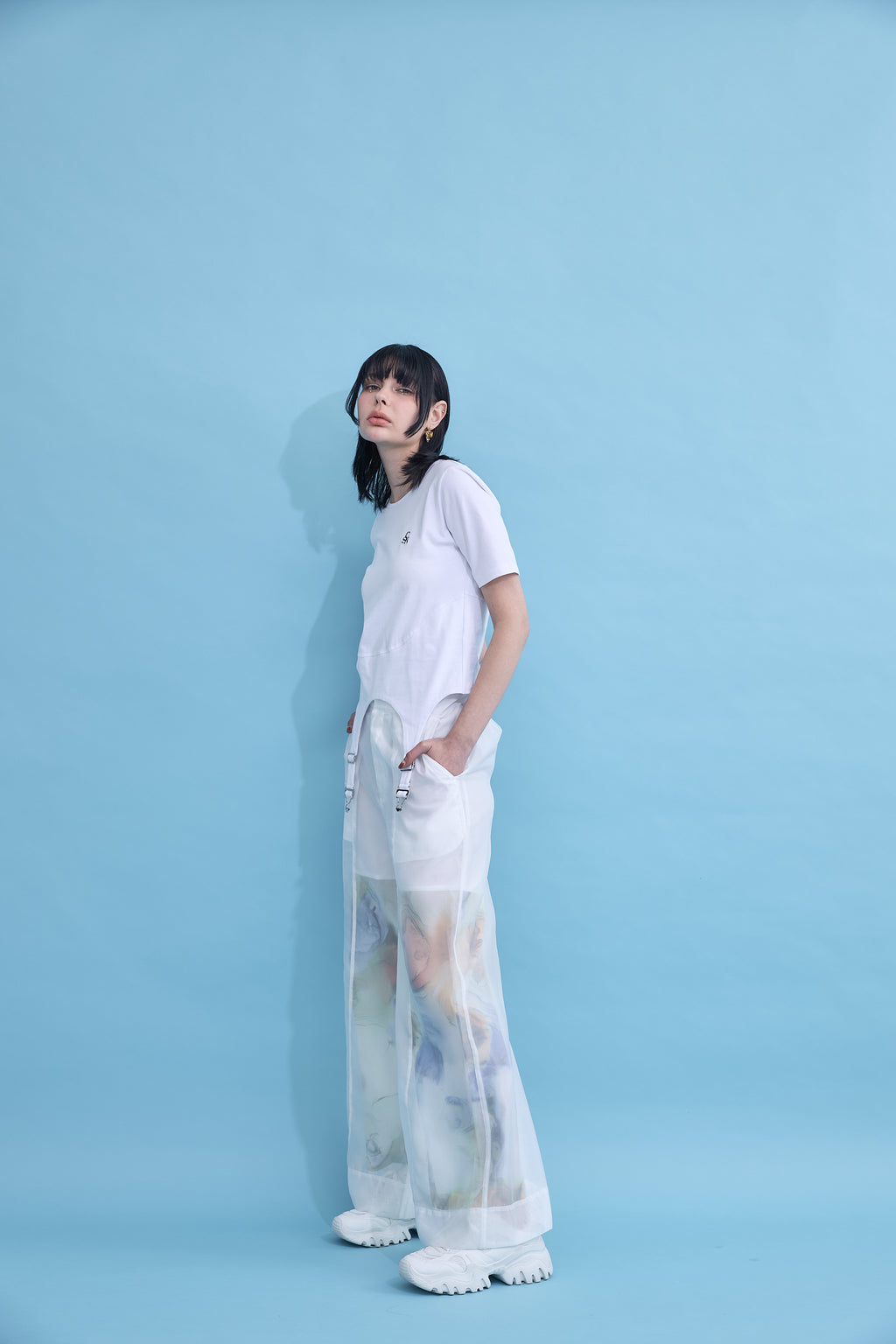Irregular hem logo T-shirt
