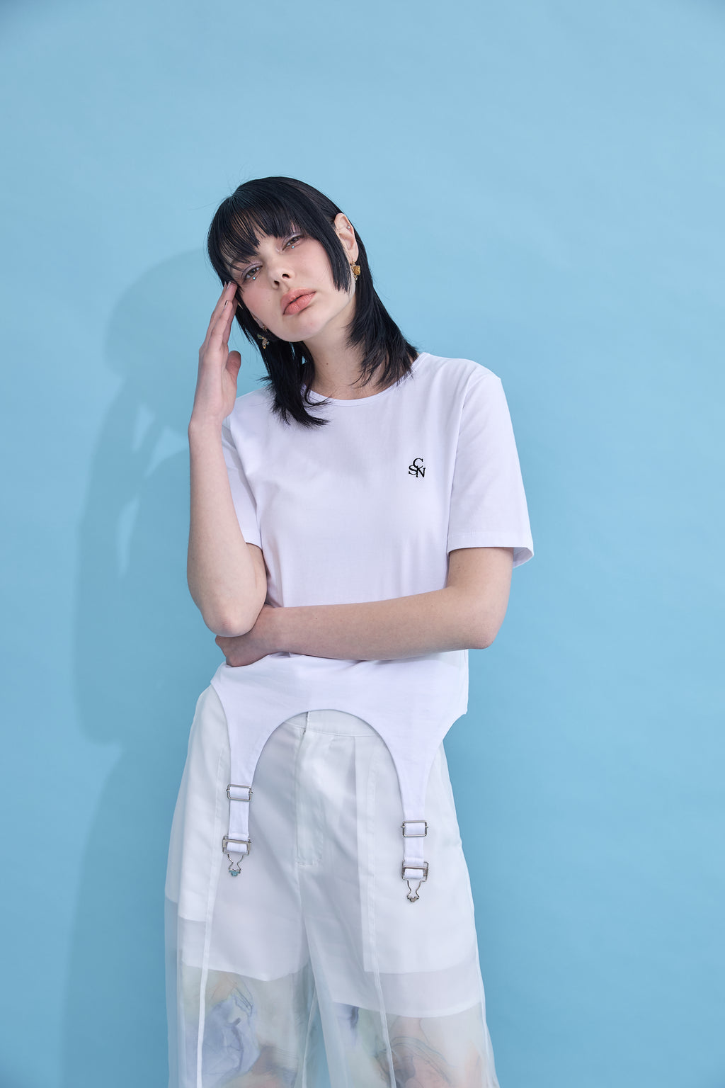Irregular hem logo T-shirt