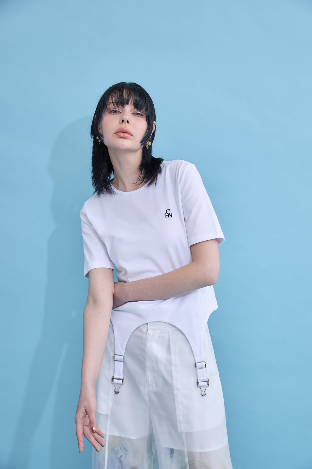Irregular hem logo T-shirt