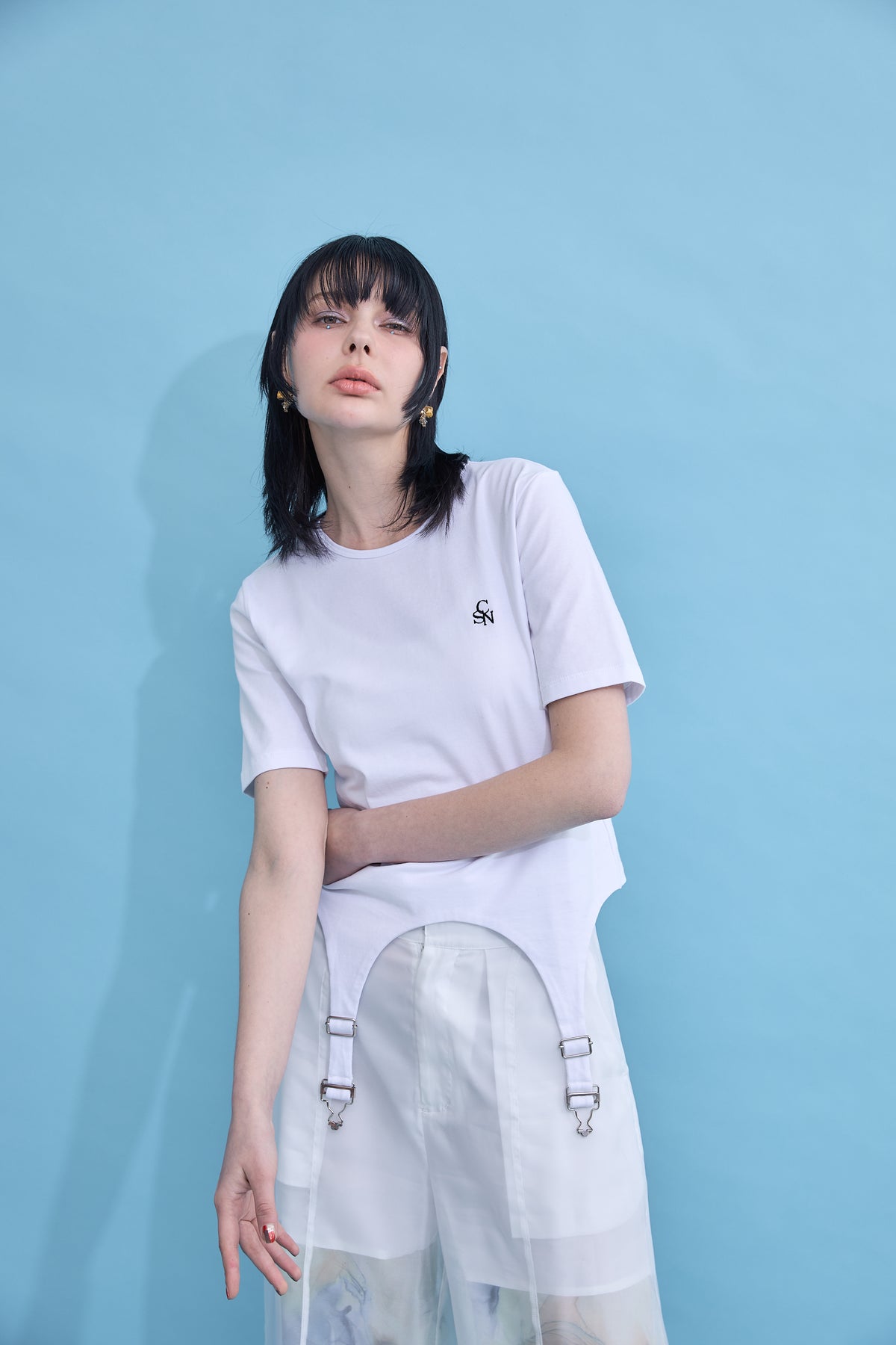 Irregular hem logo T-shirt