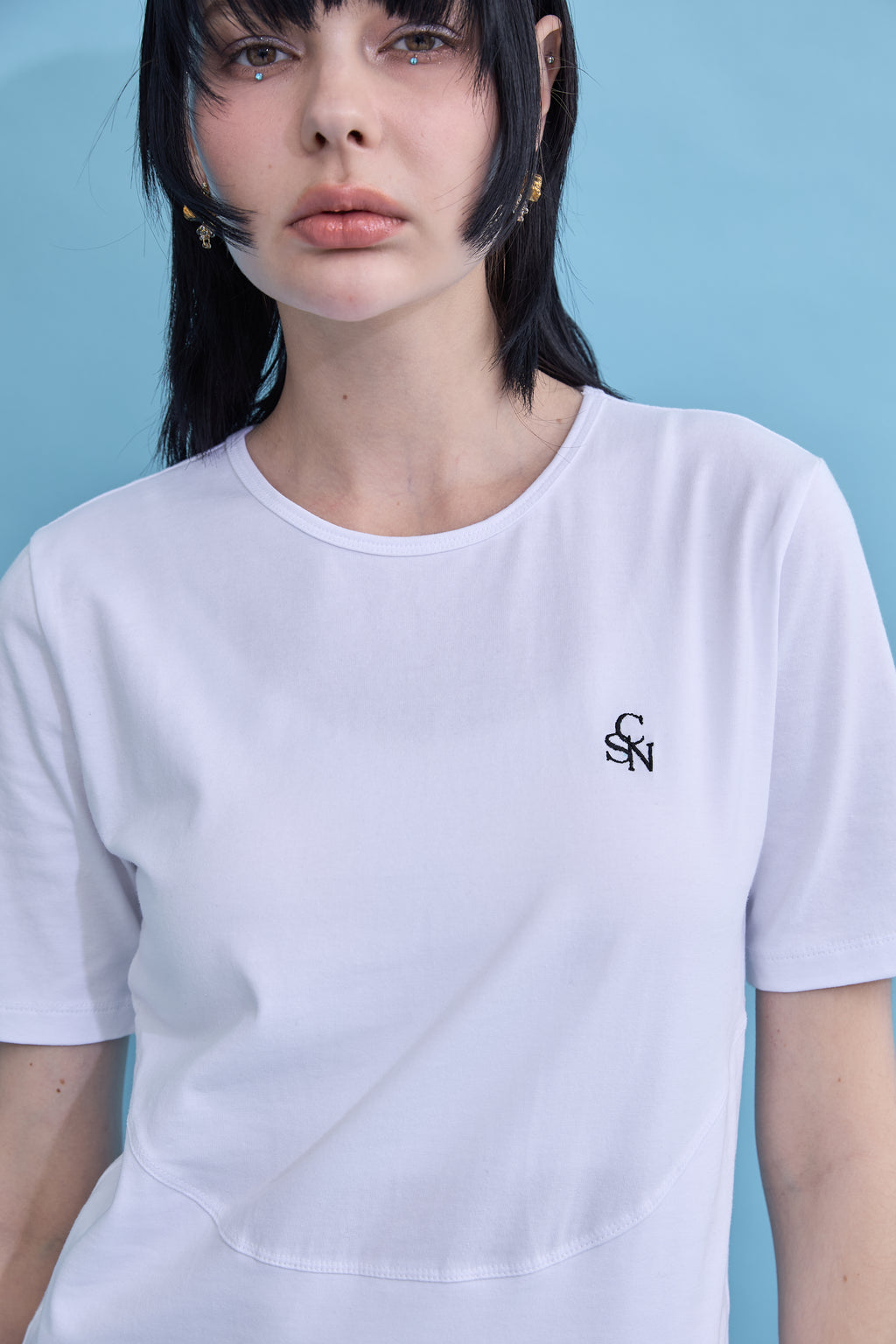 Irregular hem logo T-shirt