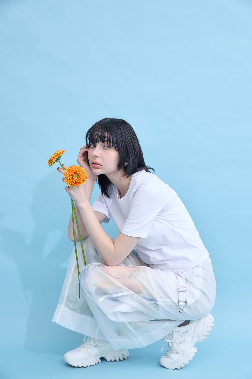 Irregular hem logo T-shirt