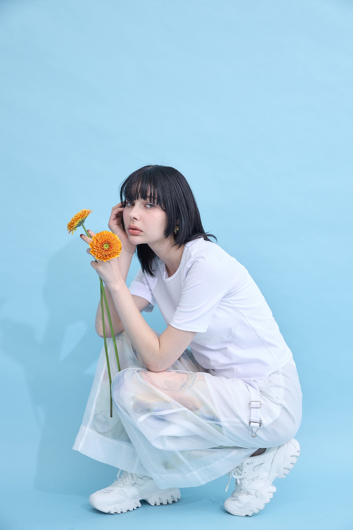 Irregular hem logo T-shirt