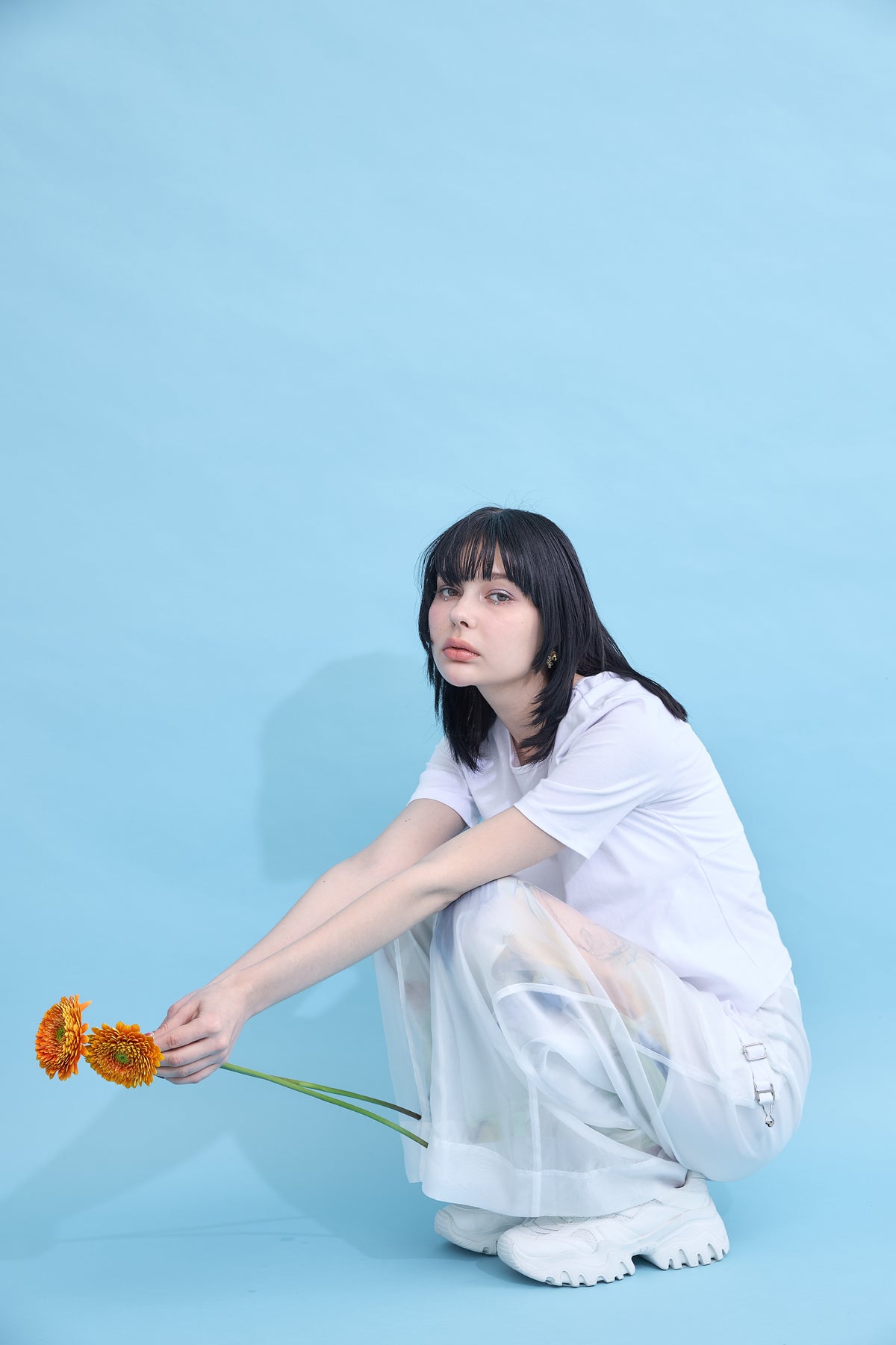 Irregular hem logo T-shirt