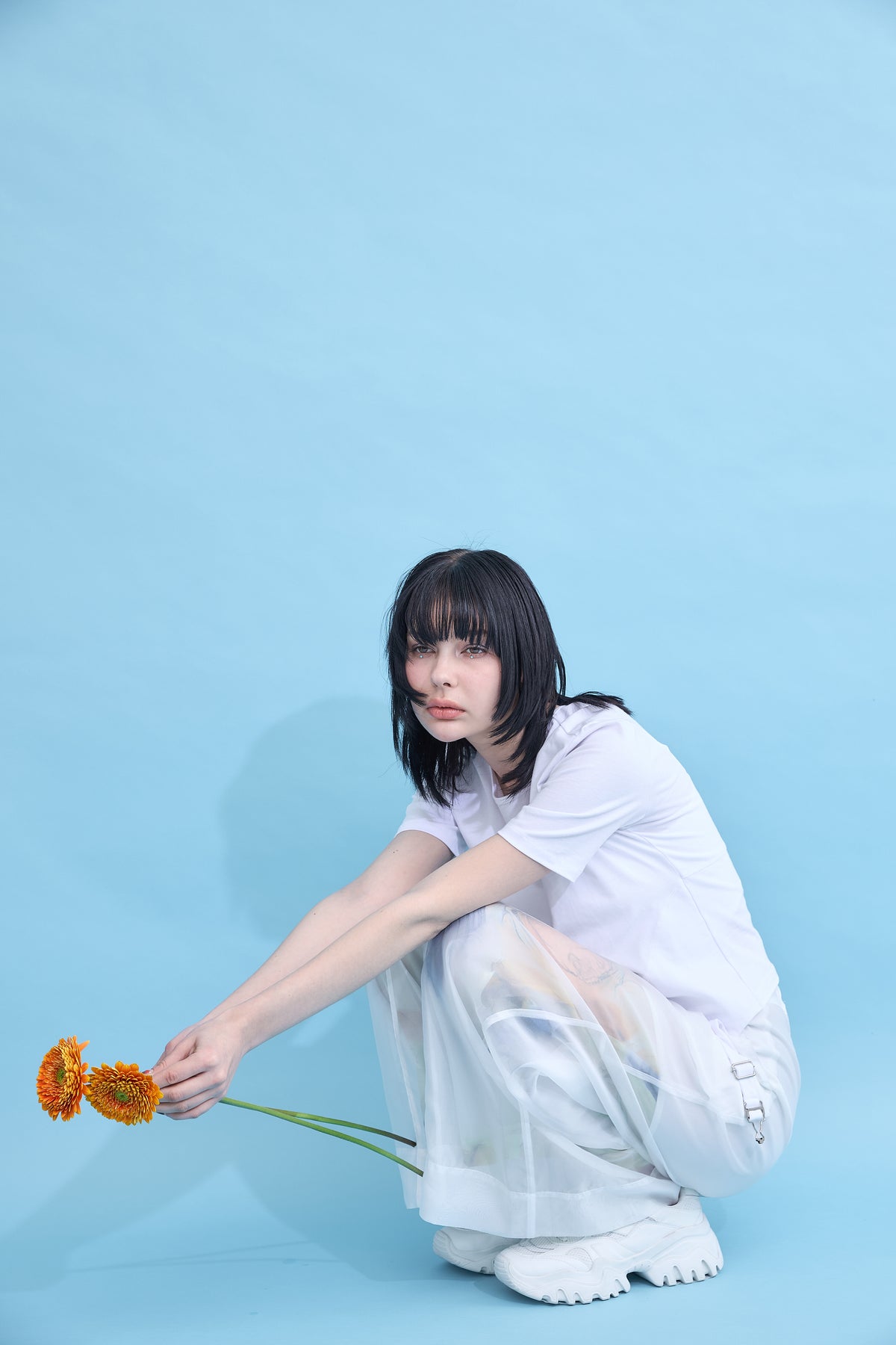 Irregular hem logo T-shirt