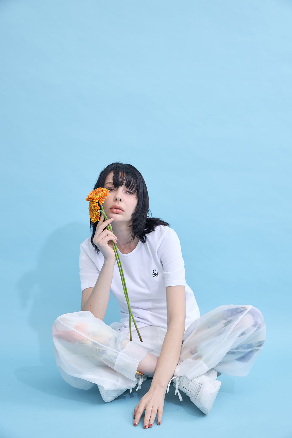 Irregular hem logo T-shirt