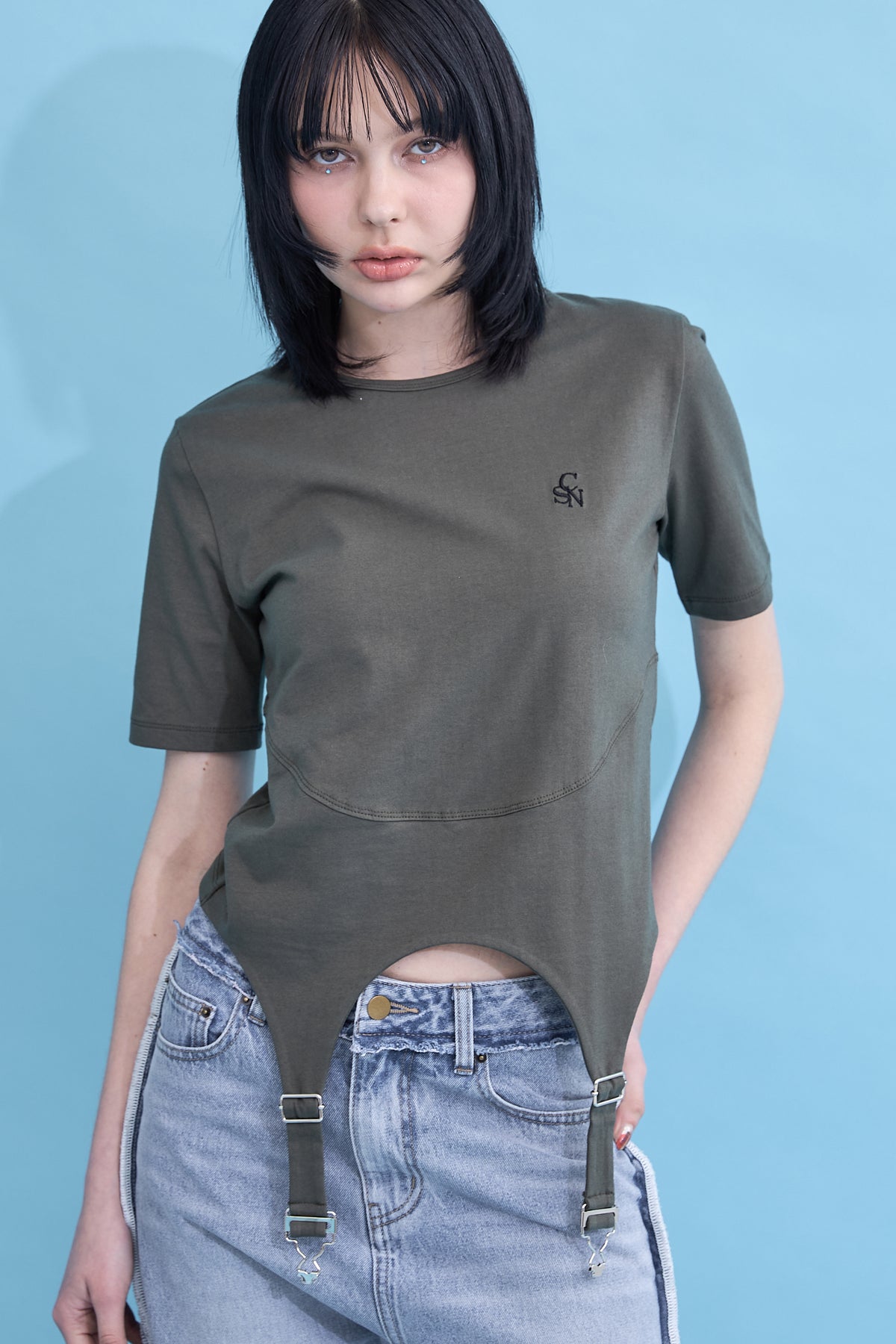 Irregular hem logo T-shirt