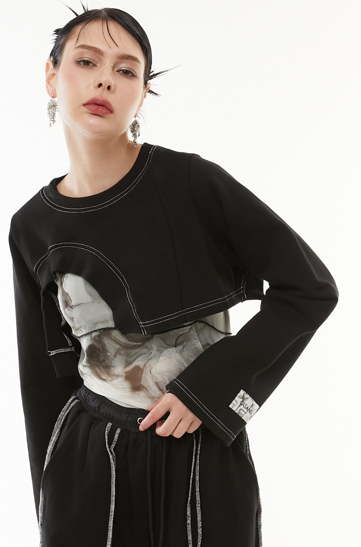 Asymmetric short hem tops