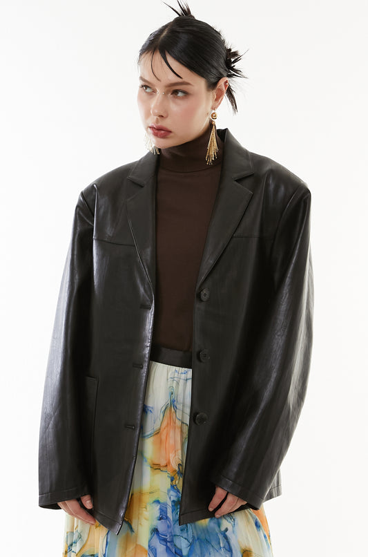 【10月】Soft faux leather jacket