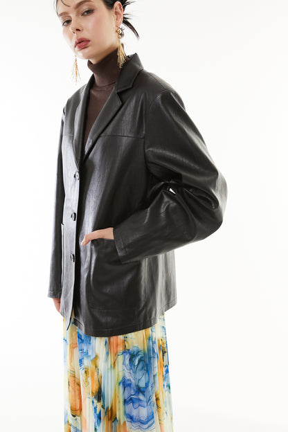 【10月】Soft faux leather jacket