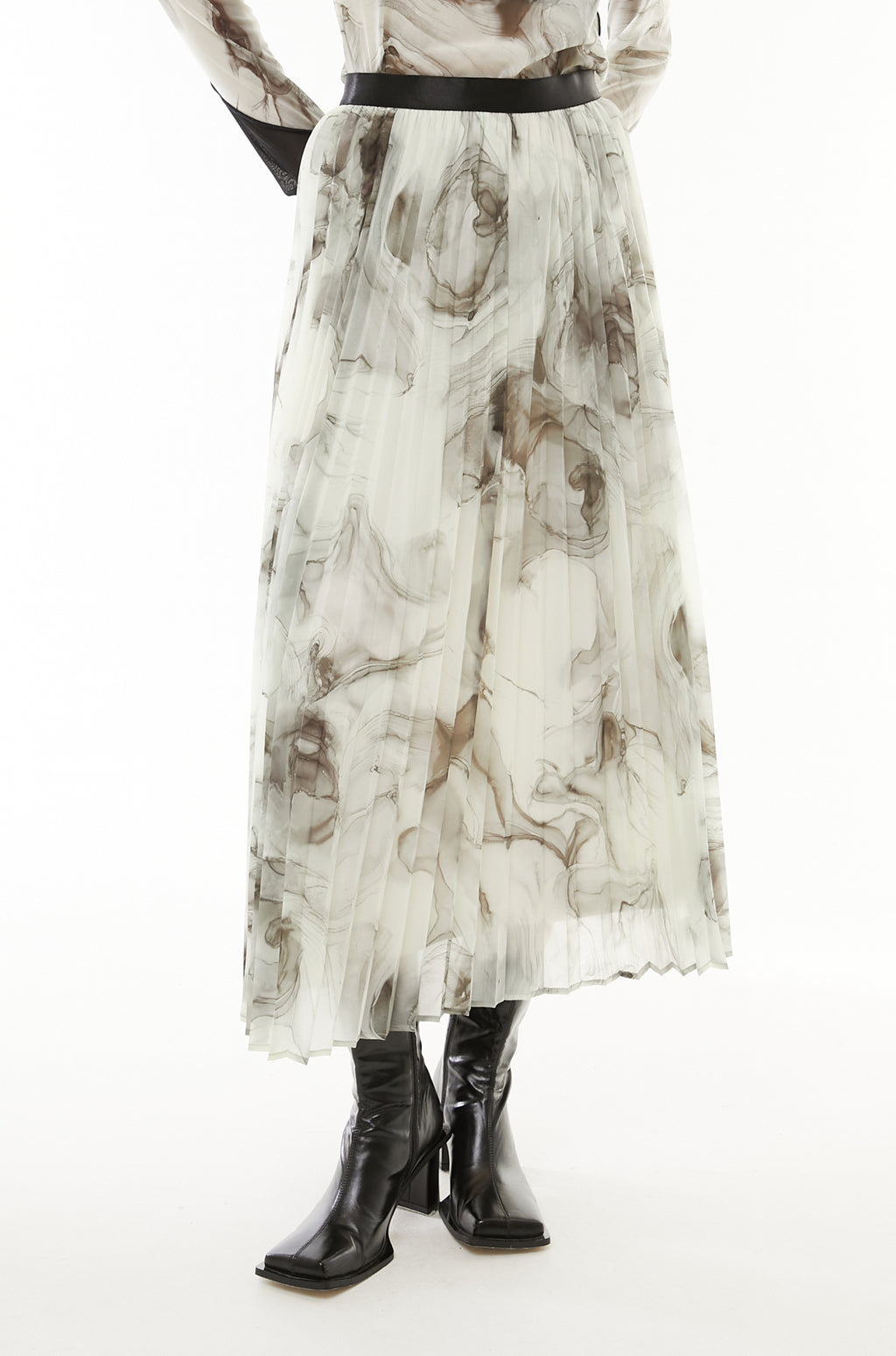 Marble paint pleated skirt