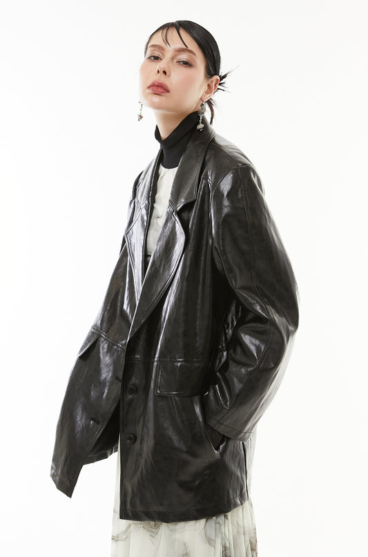 【10月】Luster Faux Leather Jacket