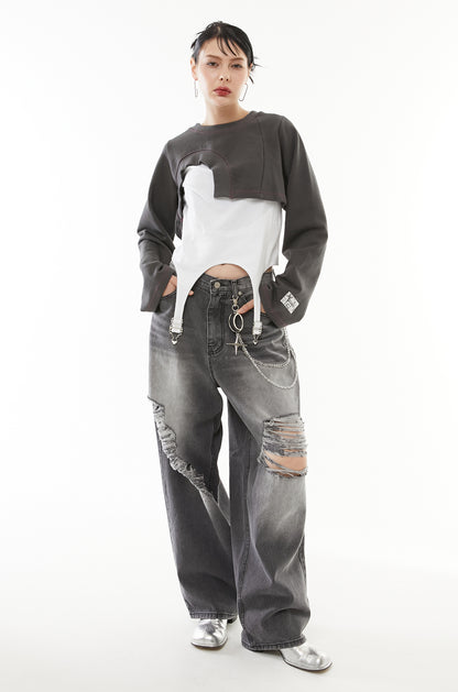 Asymmetric hem short tops
