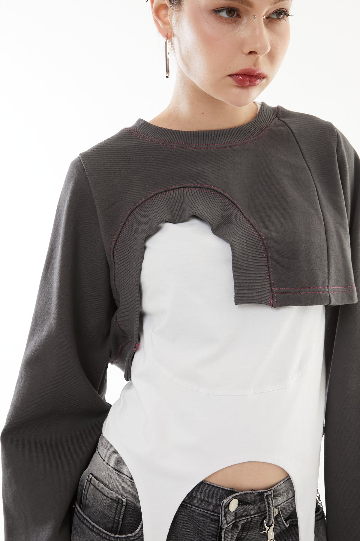 Asymmetric hem short tops