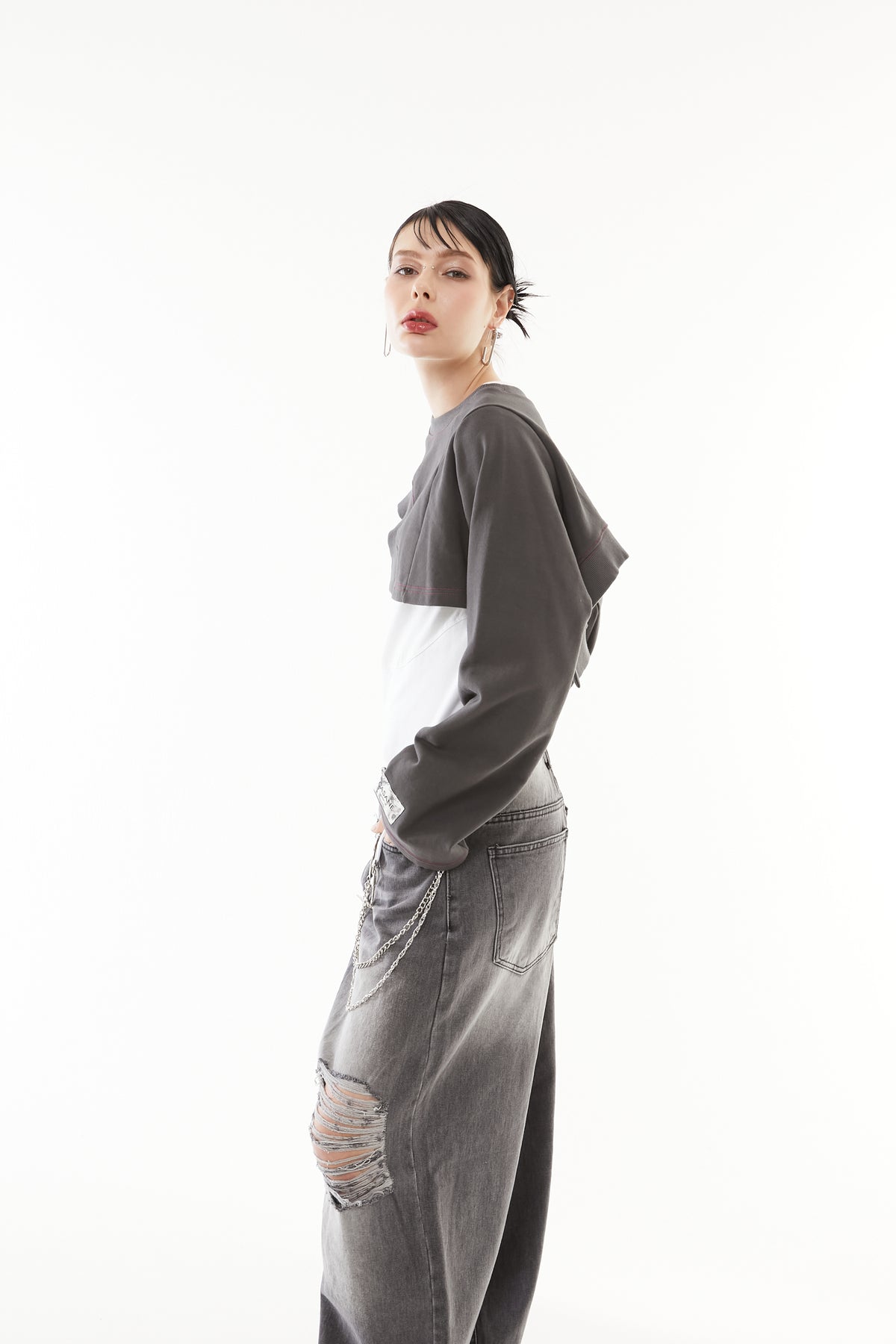 Asymmetric hem short tops