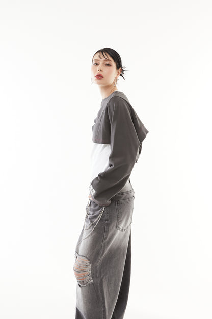 Asymmetric hem short tops