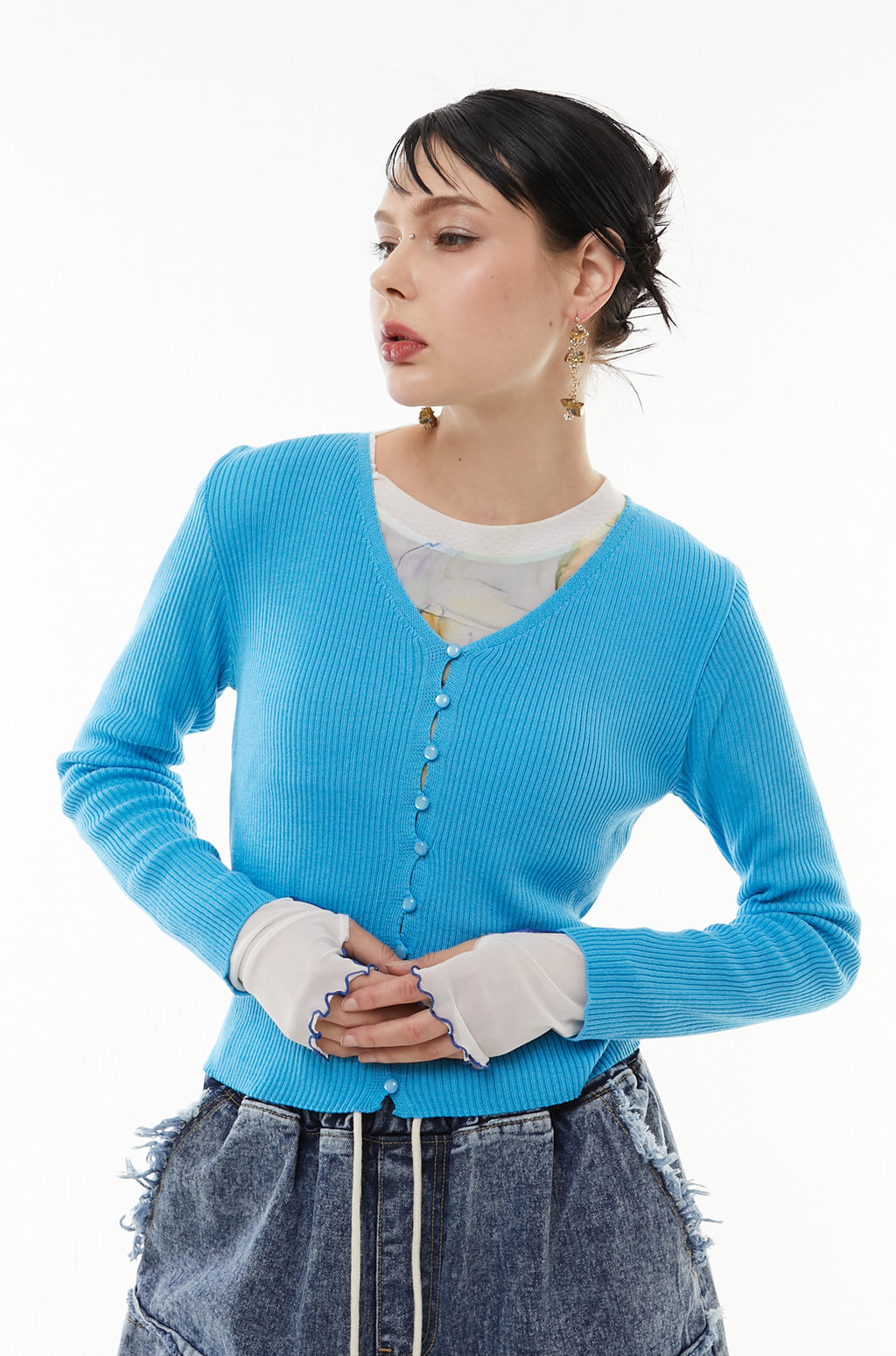 Sharp line knit cardigan
