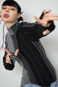 Irregular hem multicolor rib knit